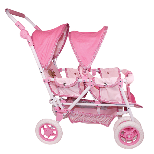 WOOMAX Onogal – Poussette à Jouets En Bois Rose 33x51x44 Cm, Avec Panier, Pour Poupées Jusqu’à 36 Cm – Dès 2 Ans