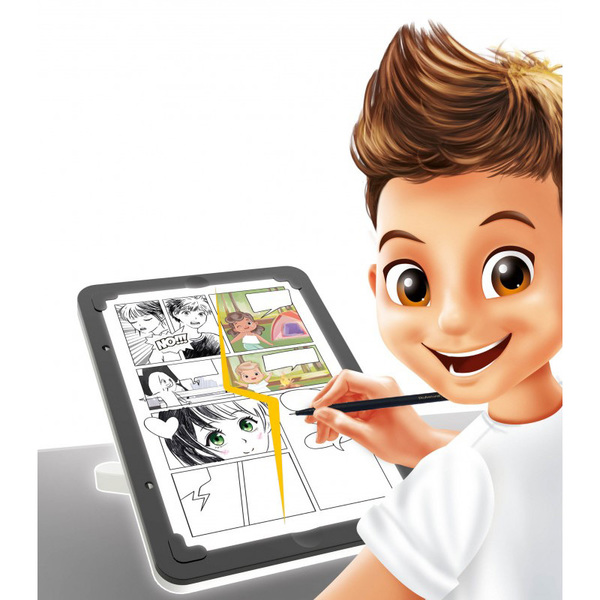 LumenVela Tablette Lumineuse à Dessin Enfant - 8 Couleurs LED, 8 Crayons, 6 Cartes à Décalquer - Effaçable, Portable - Cadeau 3-8 Ans