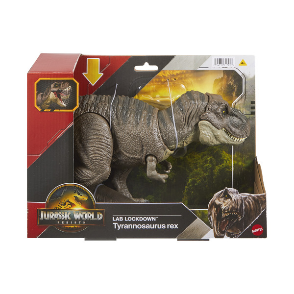 Mattel Jurassic World – Coffret Micro Aventures T-Rex, Tête Ouvrable, 4 Fonctions, 3 Mini-figurines, JGB97